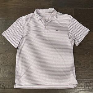 Vineyard Vines On-The-Go Sankaty Polo White/Navy/Magenta Striped Polo Men’s XXL